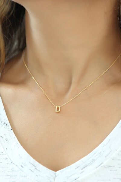 Papatya Silver Harf Kolye. Üç Boyutlu D Harfi. Rose Altın Kaplama 925 Ayar Gü...