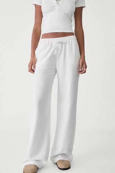 Stradivarius Linen blend drawstring trousers