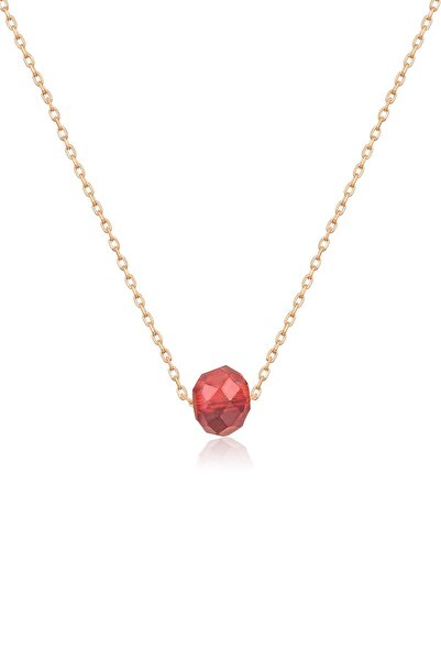Papatya Silver Fasetli Kırmızı Doğaltaşlı Rose Gold Kaplama 925 Ayar Gümüş Zi...