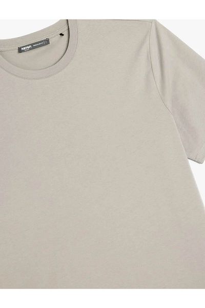 Koton Crew Neck Cotton Regular Fit Gray Men's T-Shirt 5Sam10063Hk