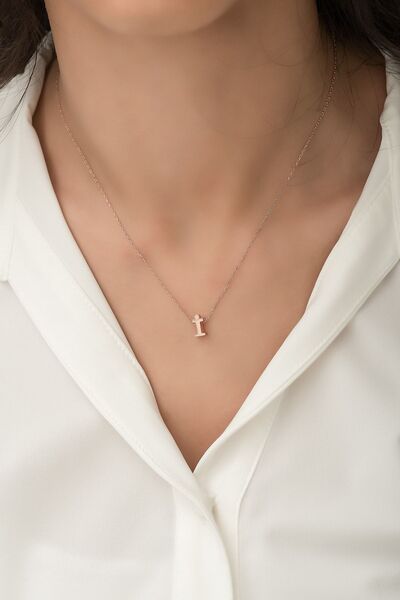 Papatya Silver Harf Kolye. Üç Boyutlu I Harfi. Rose Altın Kaplama 925 Ayar Gü...