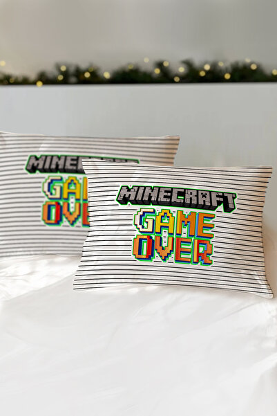Homamia İsme Özel Baskılı %100 Pamuk Çocuk Yastık Kılıfı (50x70) mine craft