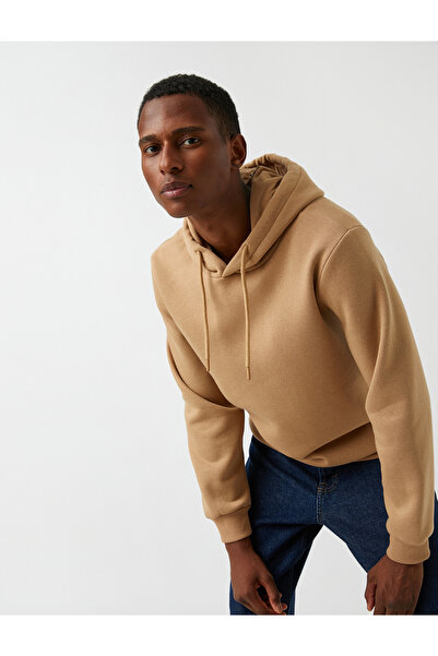Koton Basic Kapşonlu Sweatshirt Şardonlu