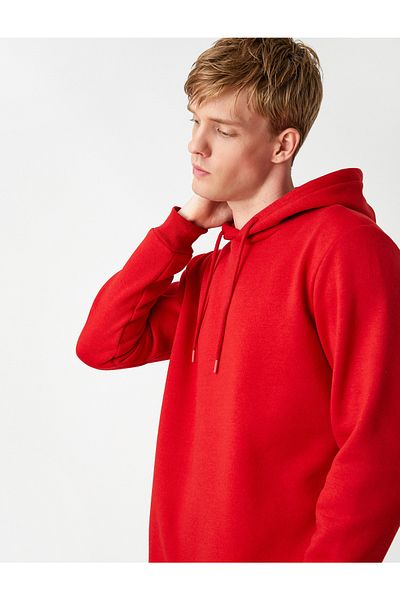 Koton Basic Hooded Sweatshirt Raised