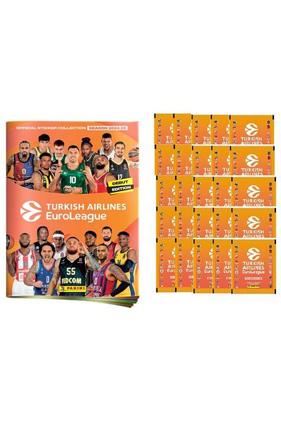 Panini 2024-25 Official Turkish Airlines EuroLeague Album+25 Packs (125 Stickers) Set