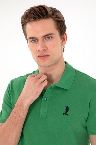U.S. Polo Assn. Ανδρικό μπλουζάκι με λεπτή εφαρμογή Polo Neck Green Basic 50298041-VR054