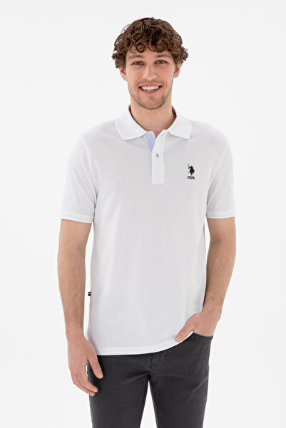 U.S. Polo Assn. Erkek Regular Fit Polo Yaka Beyaz Basic Tişört 50298031-VR013