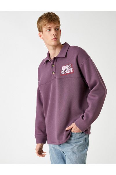 Koton Shirt Collar Sweatshirt Raised