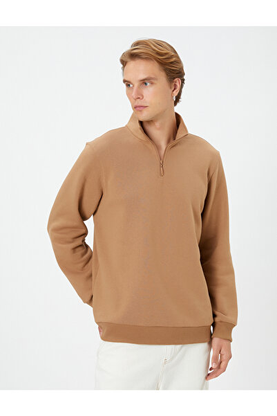 Koton Sweatshirt mit halbem Reißverschluss, Stehkragen, lange Ärmel, gerippt