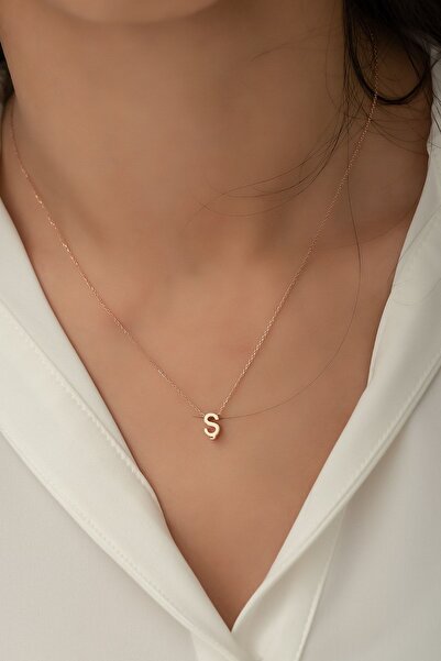 Papatya Silver Harf Kolye. Üç Boyutlu Ş Harfi. Rose Altın Kaplama 925 Ayar Gü...