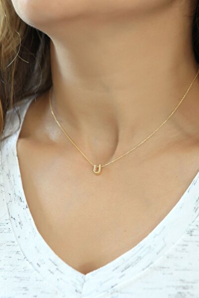 Papatya Silver Harf Kolye. Üç Boyutlu U Harfi. Rose Altın Kaplama 925 Ayar Gü...