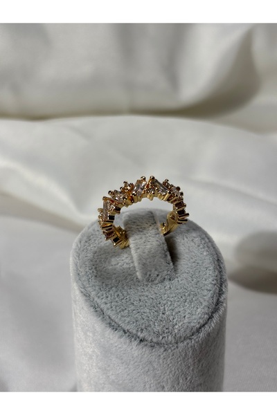 divakse Zircon Stone Gold Steel Ring Adjustable