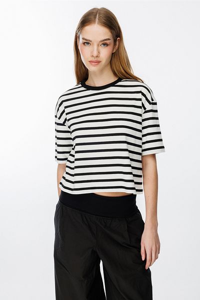 Alexa Dash Crew Neck Striped Loose Cut T-Shirt