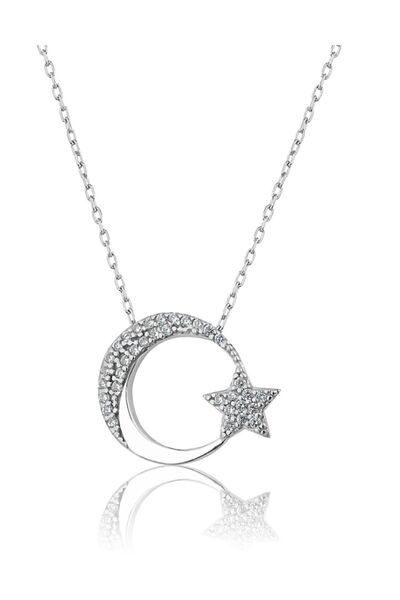 Papatya Silver 925 Ayar Gümüş Ay Yıldız Kolye