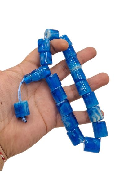 Han Ticarethane Model personalizat de dimensiuni mari, culoare albastră, cu model Efe Mascot Dust Amber Tasbih