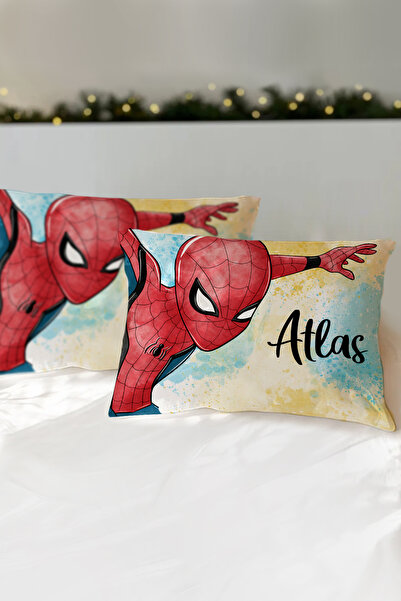 Homamia İsme Özel Baskılı %100 Pamuk Çocuk Yastık Kılıfı (50x70) Örümcek Adam