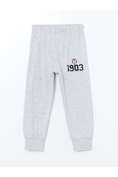 LC Waikiki LCW Kids Siyah Bisiklet Yaka Beşiktaş Baskılı Uzun Kollu Erkek Bebek Pijama Takımı