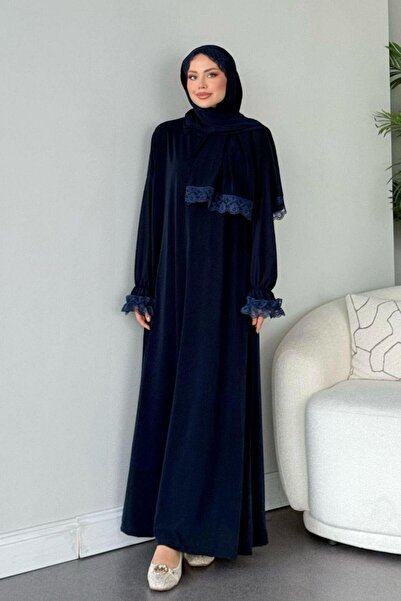 Şulemoda Giyim Kendinden Şallı Namaz  Elbise Lacivert