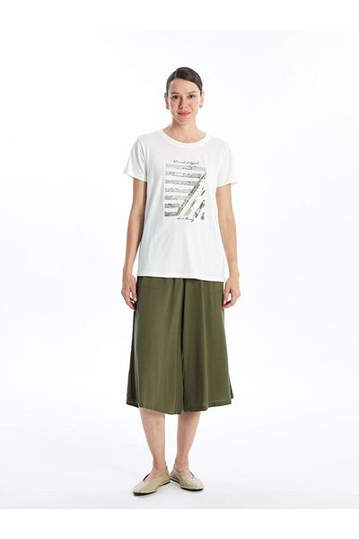 LC Waikiki Crew Neck Embroidered Women's Short Sleeve T-Shirt