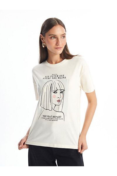 LC Waikiki LCW Crew Neck Printed Short Sleeve Women's T-Shirt