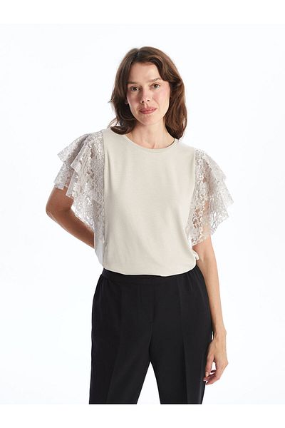 LC Waikiki New Season Crew Neck Plain Short Sleeve Women's Blouse - S4Oe79Z8