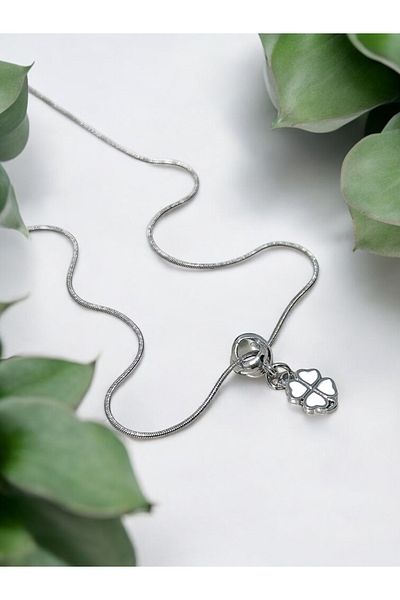 MAC CENTER White Clover Charm (Necklace Not Included)