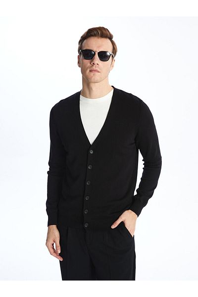 LC Waikiki Standard Mold V-Neck Men's Knitwear Cardigan