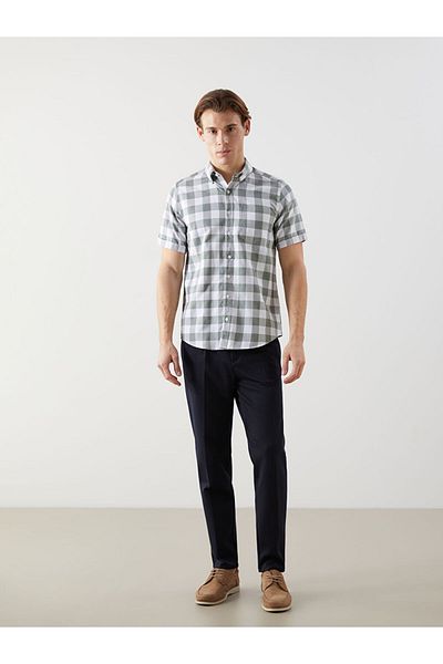 LC Waikiki Regular Fit Short Sleeve Plaid Dobby Men's Shirt