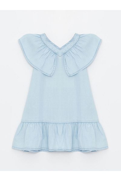 LC Waikiki Lcw V-Neck Sleeveless Baby Girl Jean Dress Fast Fashion