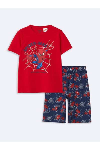 LC Waikiki New Season Crew Neck Spider-Man Printed Boys' Shorts Pajama Set - S53689Z4