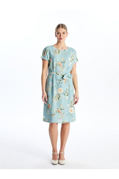 LC Waikiki Lcw Crew Neck Print Short Sleeve Women's Dress Fast Fashion