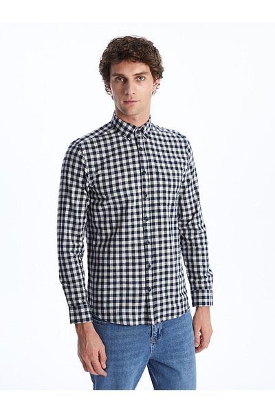 LC Waikiki Regular Fit Long Sleeve Plaid Poplin Men's Shirt