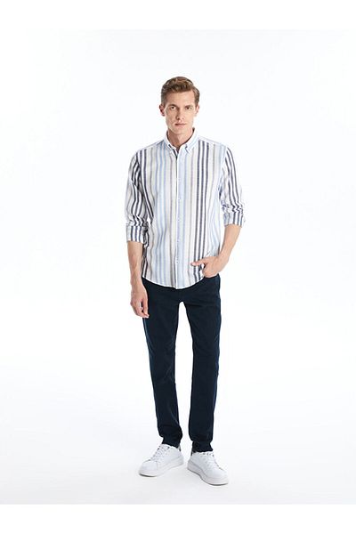LC Waikiki Cămașă pentru bărbați în dungi cu mânecă lungă, slim fit