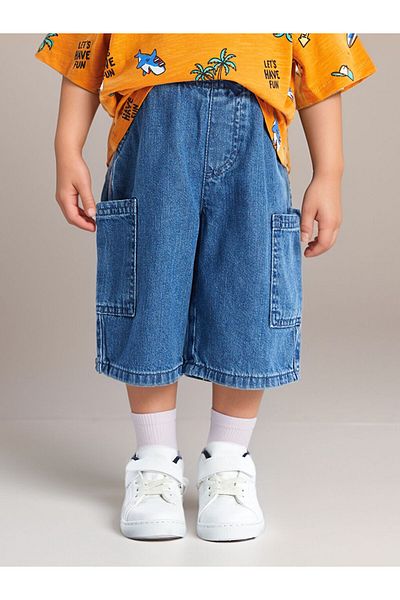 LC Waikiki New Season Basic Boy's Jean Shorts with Elastic Waist - S4Nj14Z1