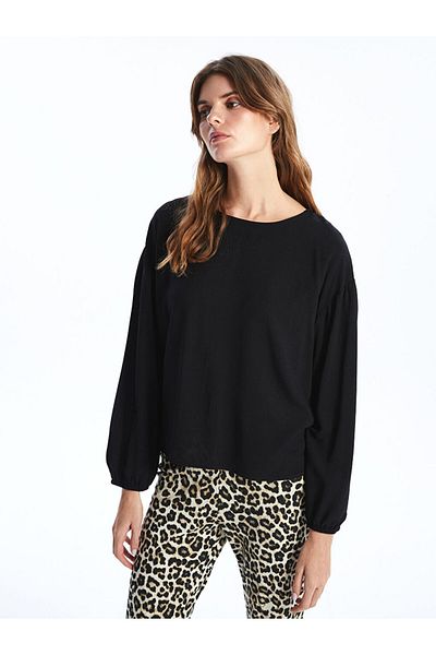 LC Waikiki Lcw Eco Black Crew Neck Women's Blouse