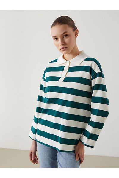 LC Waikiki Lcw Polo Neck Striped Women's T-Shirt Fast Fashion