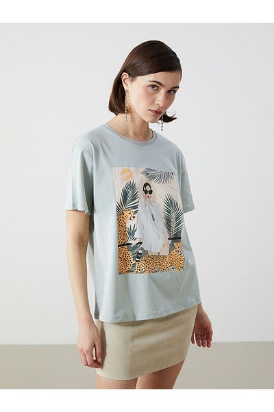 LC Waikiki Γυναικείο μπλουζάκι με στάμπα Crew Neck New Season - S57310Z8