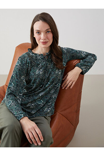 LC Waikiki Seçimler I Blusa مزينة بالزهور مع ياقة روبا مربوطة من Freezen Store