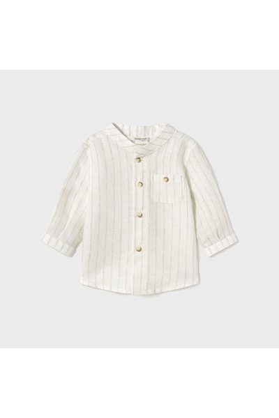 MAYORAL قميص بيبي بوي القاضي بياقة مخططة من الكتان الخام L25Y1103