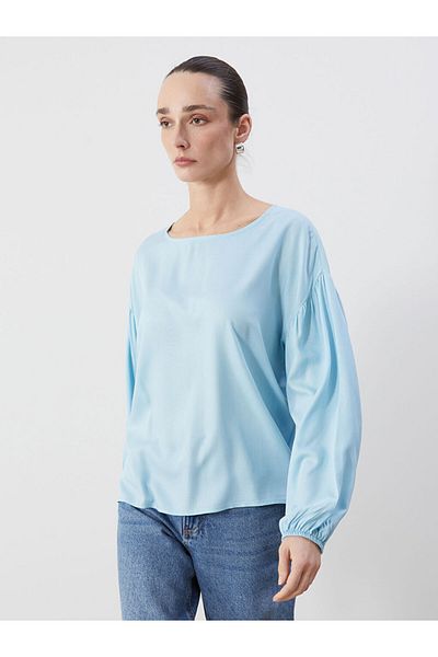 LC Waikiki Lcw Eco Blue Crew Neck Women's Blouse