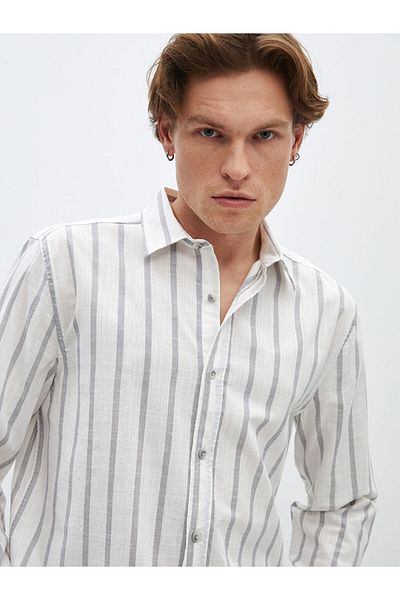 LC Waikiki New Season Regular Fit Long Sleeve Striped Men's Shirt - S4Cf56Z8