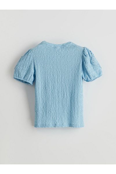 LC Waikiki Tricou pentru fete cu textura cu decolteu rotund de sezon nou - S59345Z4
