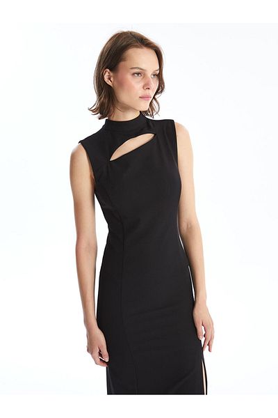 LC Waikiki Lcw Women's Stand Collar Straight Dress Fast Fashion