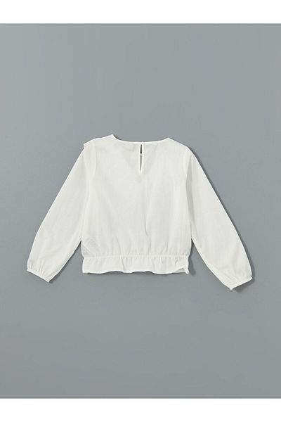 LC Waikiki Lcw Crew Neck Ruffle Detail Girl's Blouse