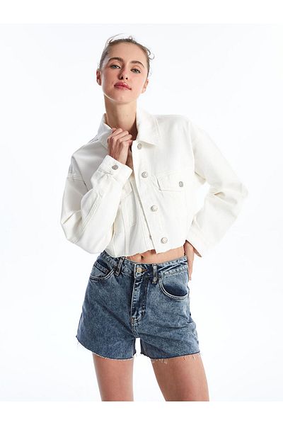 LC Waikiki Shirt Collar Oversize Women's Jean Jacket