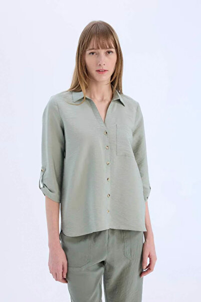DeFacto Regular Fit Basic Plain Light Khaki Women's Shirt M9407Az/Gn1102