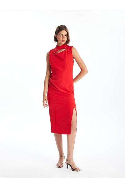 LC Waikiki Lcw Women's Stand Collar Straight Dress Fast Fashion