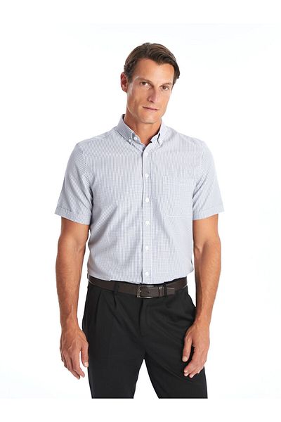 LC Waikiki Regular Fit Short Sleeve Plaid Poplin Men's Shirt