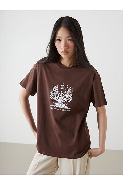 LC Waikiki Νέα σεζόν Crew Neck Printed Γυναικείο Tisort - S57312Z8