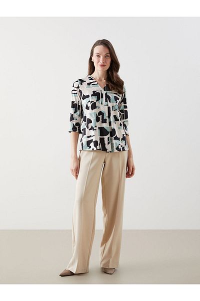 LC Waikiki V-Neck Patterned Women's Blouse
